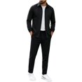 thumbnail image 3 of Zenithor Men's 2 Piece Linen Set Long Sleeve Button Down Shirts and Drawstring Straight Pants Casual Beach Vacation Outfits S-3XL, 3 of 8