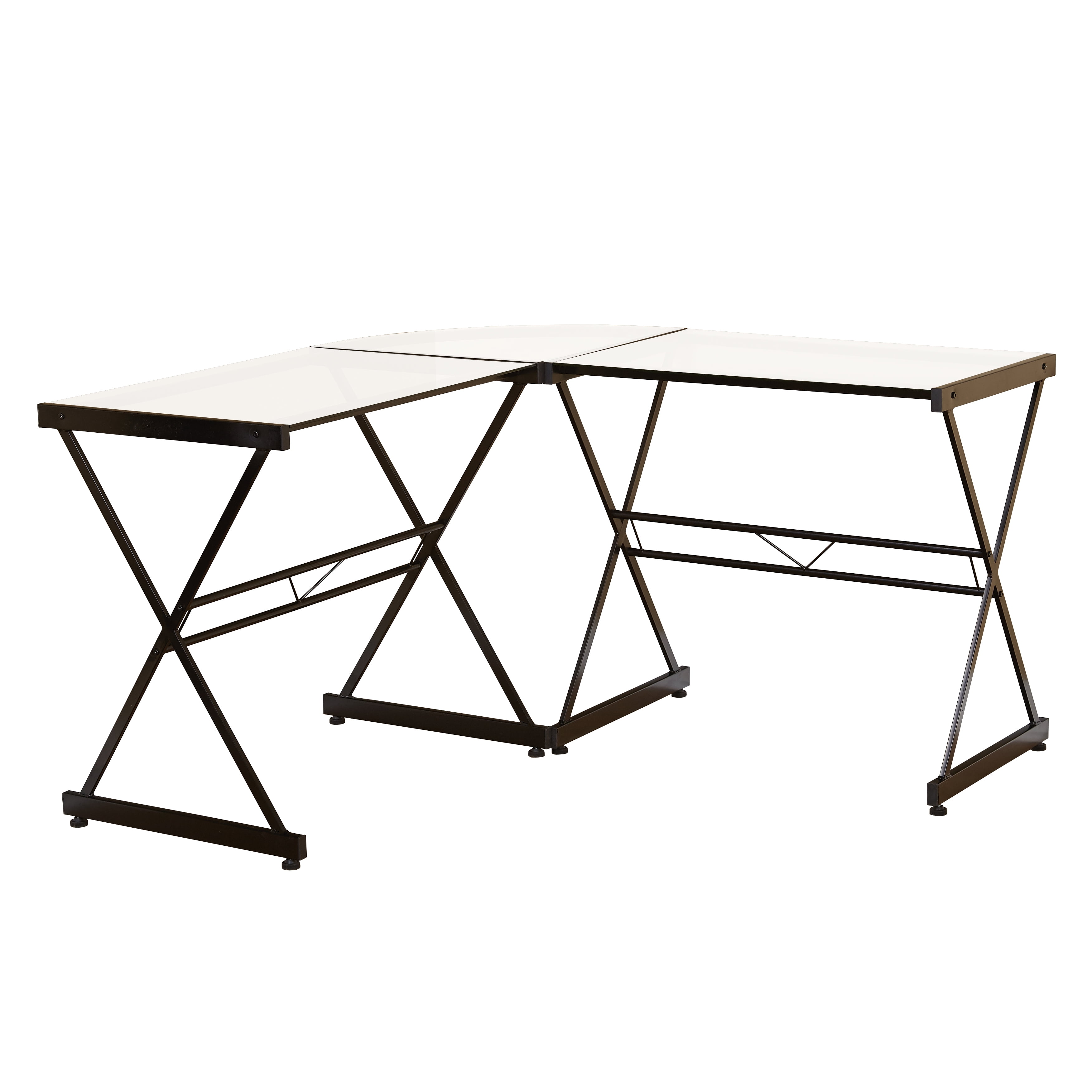 Mainstays Atrium Metal and Glass LShaped Corner Computer Desk, Clear