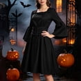 thumbnail image 5 of Brqkzdu Medieval Renaissance Costume Dress Victorian Halloween Gown Bride Mini Dresses Long Flare Sleeve Square Neck Fair Corset Dress for Halloween Party, 5 of 8
