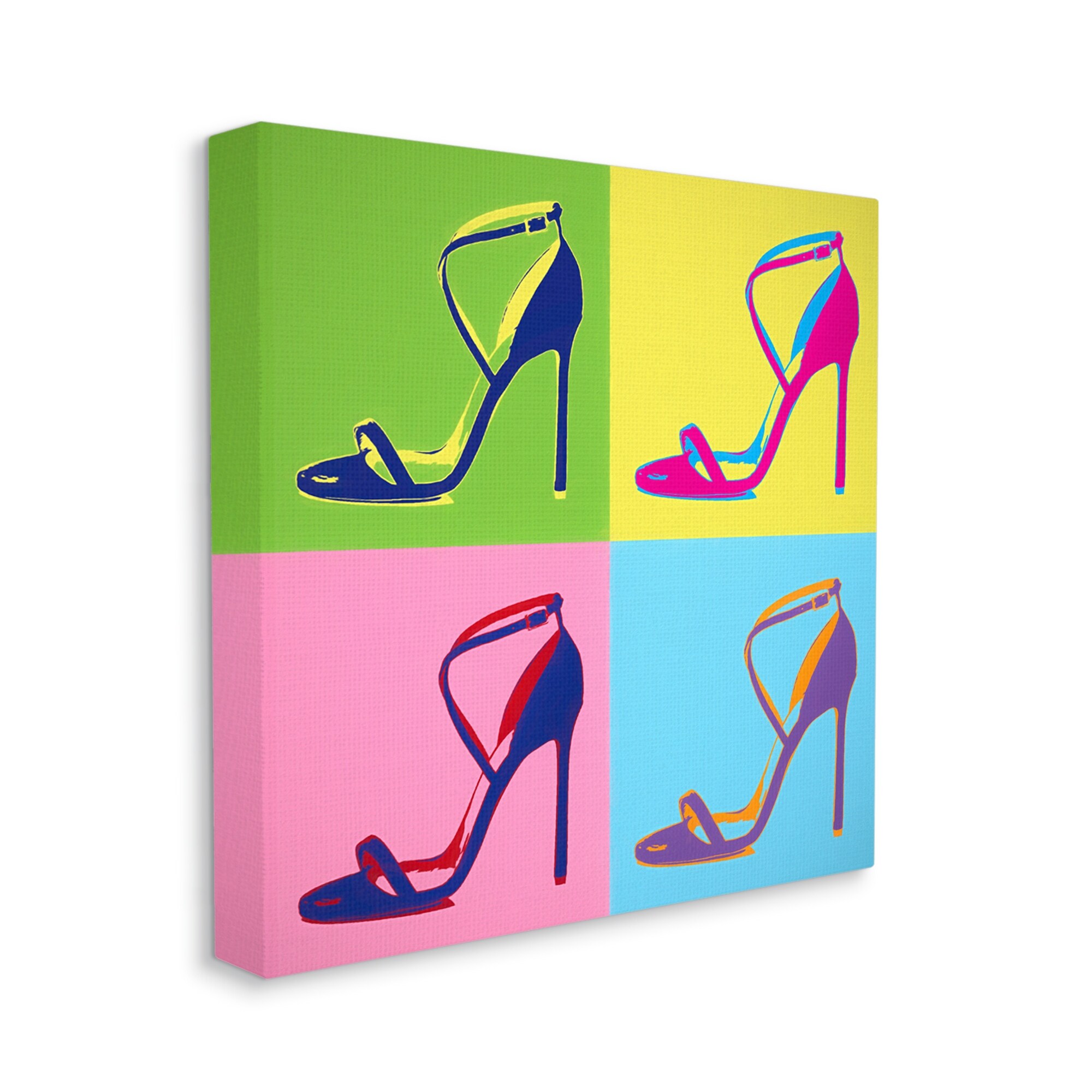 Stupell Industries Pop Style High Heel Shoe Vivid Square Blocks Canvas Wall Art, 36 x 36, Design by Daniel Sproul