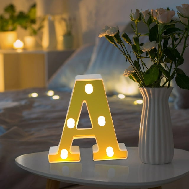 LED Letter Lights Battery Powered Table Decoration LED Light Up Letters With For Party Water Light Preppy Birthday Decorations Color Changing Night Lights