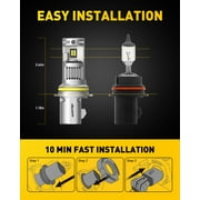 AUXITO 9007 LED Headlight Bulbs, 100W 20000LM, 600% Brighter, 6000K White, Wireless HB5 9007 LED Headlight Hi/Lo Conversion Kit, Pack of 2