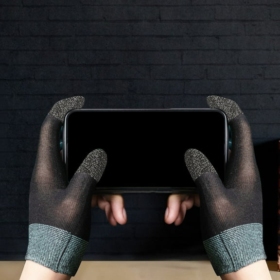 FELTECHELECTR Black Gaming Gloves Sweat Resistant Spandex Touch Screen Twofinger Gloves for Playing Games 7.5 inches
