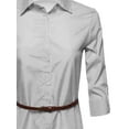 thumbnail image 3 of FashionOutfit Women's Button Down Stripe Shirt Dress w/ Attached Belt, 3 of 4
