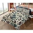 thumbnail image 4 of Ambesonne Leopard Print Fitted & Top Sheet Set with Shams, Bold Eucalyptus Leaf, Camel and Laurel Green, 4 of 5