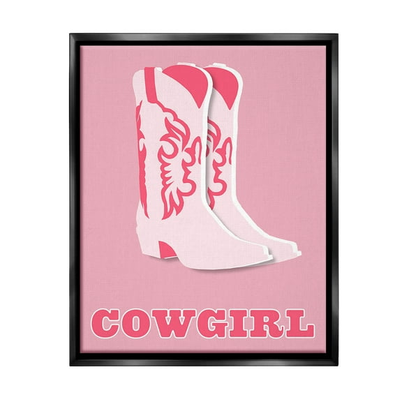 Stupell Industries Pastel Blush Cowgirl Boots Beauty & Fashion Painting Black Floater Framed Canvas Art Print Wall Art, 17 x 21