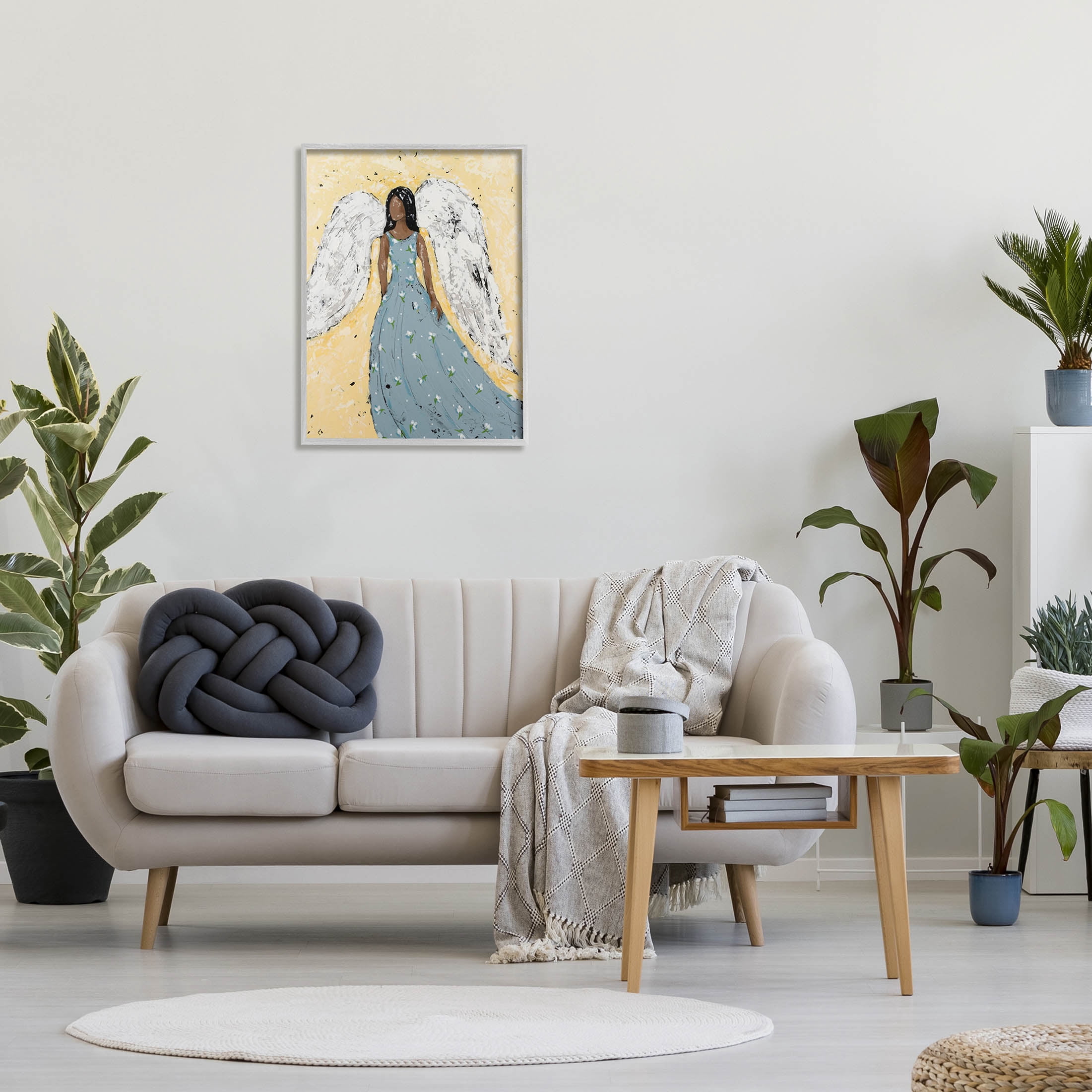 Stupell Industries Beautiful Angelic Woman Painting Painting Gray Framed Art Print Wall Art, Design by Jade Reynolds