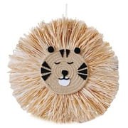 Round Wall Hanging Decor Hand-Woven Tapestry Rattan Pendant Hand-Made Lion for indoor and outdoor Kitchen Bedroom Wedding Christmas , E E