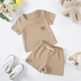 thumbnail image 2 of HCNTES Toddler Baby Boy Summer Spring Clothes Set Kid Outfits Short Sleeves T-Shirt Tops + Shorts Cute Outfits Set For Kids 2t 3t 4t 5t 6t 7t 8t(D0-Khaki,0-3 Months), 2 of 9