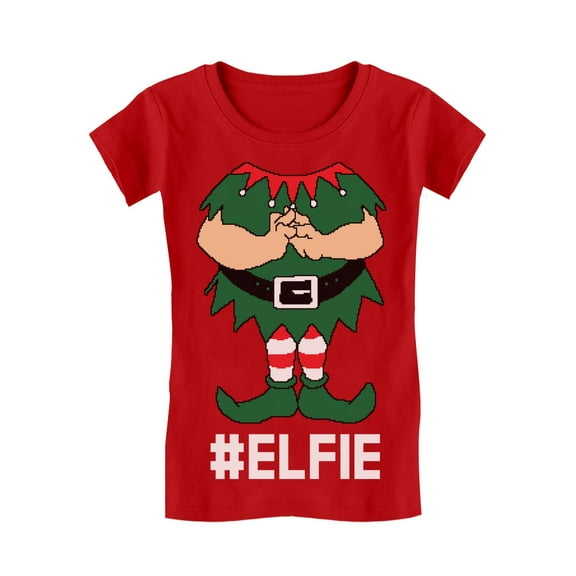 Tstars Girls Christmas Shirts Gift Elf Suit Elfie Christmas Kids Funny Humor Family Holiday Shirts Xmas Party Christmas Gifts for Girl Fitted Kids T Shirt