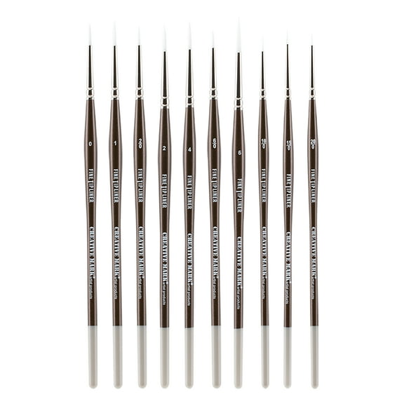 Creative Mark Fine Tip Liner Paint Brush Set of 10 Ultra Fine Detail Soft Hair Paint Brush For Watercolor, Gouache, Inks, Acrylic, Oils, Technical Artists, and Illustrators