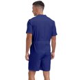 thumbnail image 2 of Sxiwei Men's Short Sleeve One Piece Turn-down Collar Zip-Front Overall with Pocket Jumpsuit Royal Blue M, 2 of 6