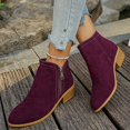thumbnail image 2 of WAVSUF Women's Suede Flat Boots Arch Support Pointed Toe Anti Slip Fall Daily Comfort Ankle Boots 8, 2 of 9