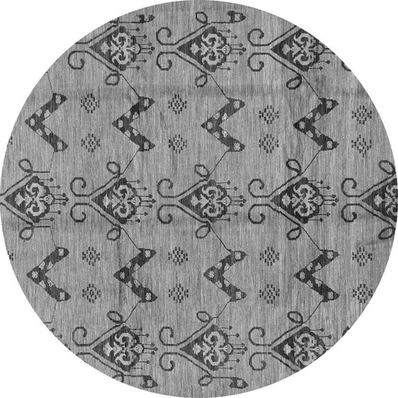 Ahgly Company Indoor Round Abstract Gray Modern Area Rugs, 6' Round