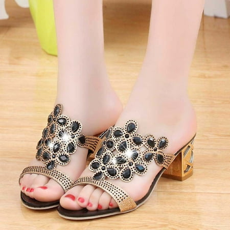 

Kayannuo Summer Slippers for Women Clearance Indoor Outdoor Women Summer Fashion Flip Flops High Heel Sandals Girls Rhinestone Shoes Gifts for Women