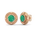 thumbnail image 2 of 6mm Round Emerald 925 Sterling Silver Rose Vermeil Minimalist Women Mother's Day Gift Stud Earring, 2 of 4