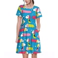 thumbnail image 1 of Fotbe Color Dachshund Dog Vestido Largo de Moda para Mujer, Vestido Tipo Camiseta con Manga Corta y Estilo Casual a Rayas y Bloques de Color, 1 of 6