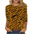 thumbnail image 1 of Camiseta informal con cuello redondo y mangas 3/4 de longitud media estampada a la moda para mujer Pompotops gfhjh16577, 1 of 1