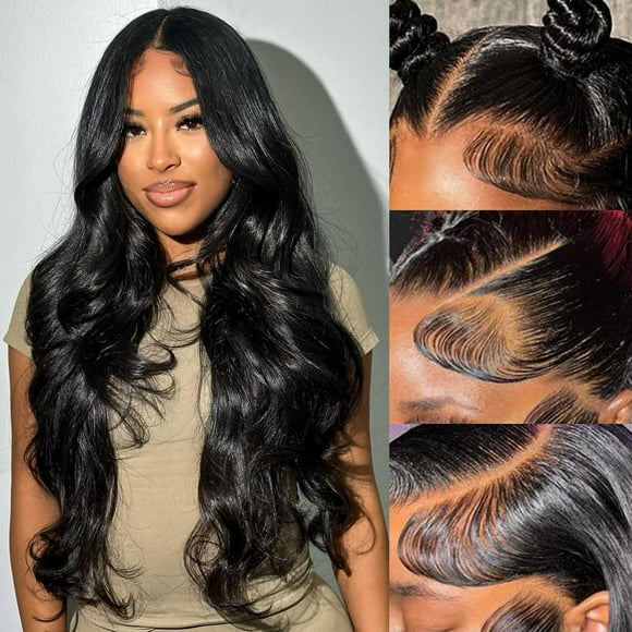 studyy 30inch 13x6 Body Wave Lace Front Wig Human Hair 13x6 HD Full Lace Frontal Wig 200% Density Glueless Wigs Pre Plucked with Baby Hair Realistic Looking for Women Softness and Fullness