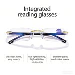Tarmeek Diamond Rimless Verres de lecture Blue Light Blockin Advanced Smart Portable Diamond Lunettes de lecture Rimless Idéal pour le printemps et le cadeau quotidien pour les femmes
