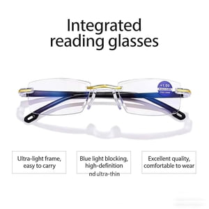 Tarmeek Diamond Rimless Verres de lecture Blue Light Blockin Advanced Smart Portable Diamond Lunettes de lecture Rimless Idéal pour le printemps et le cadeau quotidien pour les femmes