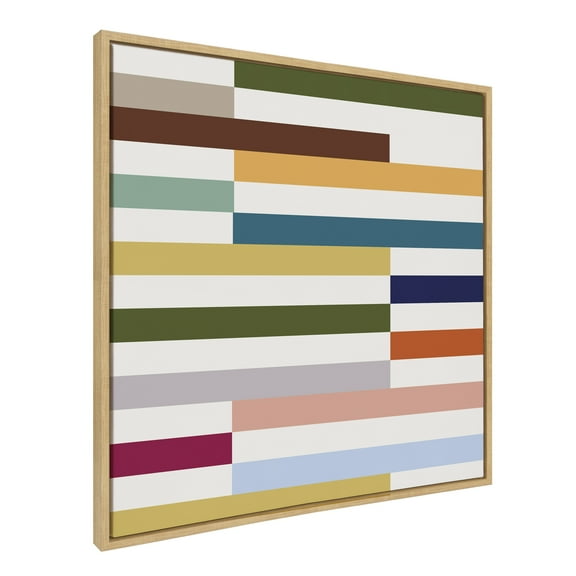 Kate and Laurel Sylvie Modern Color Block Stacks I Framed Canvas Wall Art by The Creative Bunch Studio, 30x30 Natural, Retro Modern Abstract Wall Decor