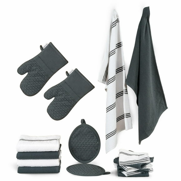 Set de paños de cocina y paños de cocina LANE LINEN, 16 unidades, color gris