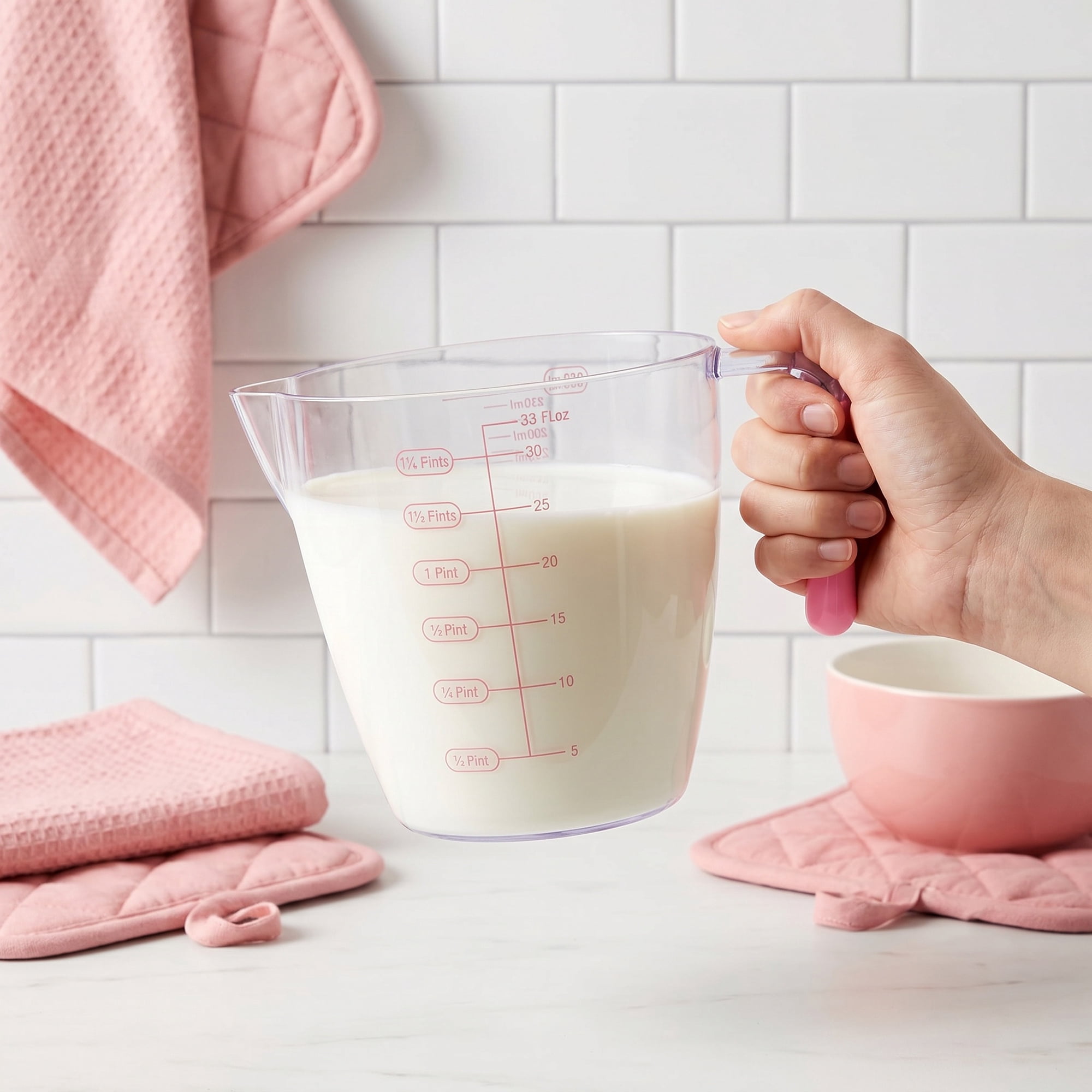 Unique Bargains Measuring Cup PS Material for Wet Ingredients Pink 900ml