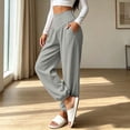 thumbnail image 4 of cocolona Womens High Waist Yoga Pants Elastic Waist Straight Slim Leg Gym Workout Pants with Pockets, 4 of 5