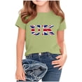 thumbnail image 1 of Chemisier à Manches Courtes à Col Rond Imprimé Drapeau Britannique pour Enfants, Tissu en Polyester, Tenue Décontractée pour l'École, Coupe Douce et Confortable, Haut Estival et Printanier Respirant, Lavable à la Machine, 1 of 5