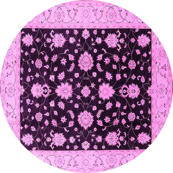 Ahgly Company Indoor Round Oriental Pink Traditional Area Rugs, 4' Round