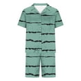 thumbnail image 4 of Dovford Men's Pajamas Sets Casual Button Down Short Sleeve Shirt Set Striped Printed Shorts Sleepwear Homewear 2 Pieces Summer Fall 2024, 4 of 5