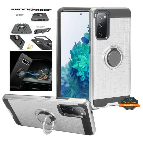 Case for Samsung Galaxy S21 Ultra (6.8") Hybrid 360° Ring Stand Armor Shockproof 2 in 1 fit Magnetic Car Mount Cover for Galaxy S21 Ultra by Xcell - Silver