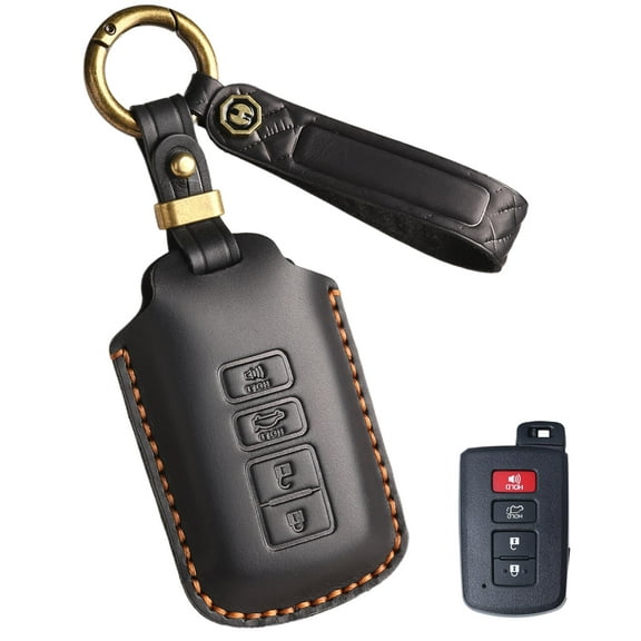 Key Fob Cover for Toyota Leather Key Case Keychain for Tundra 4Runner Tacoma Sequoia Highlander Camry Corolla RAV4 Car Key Holder Protector 4 Button