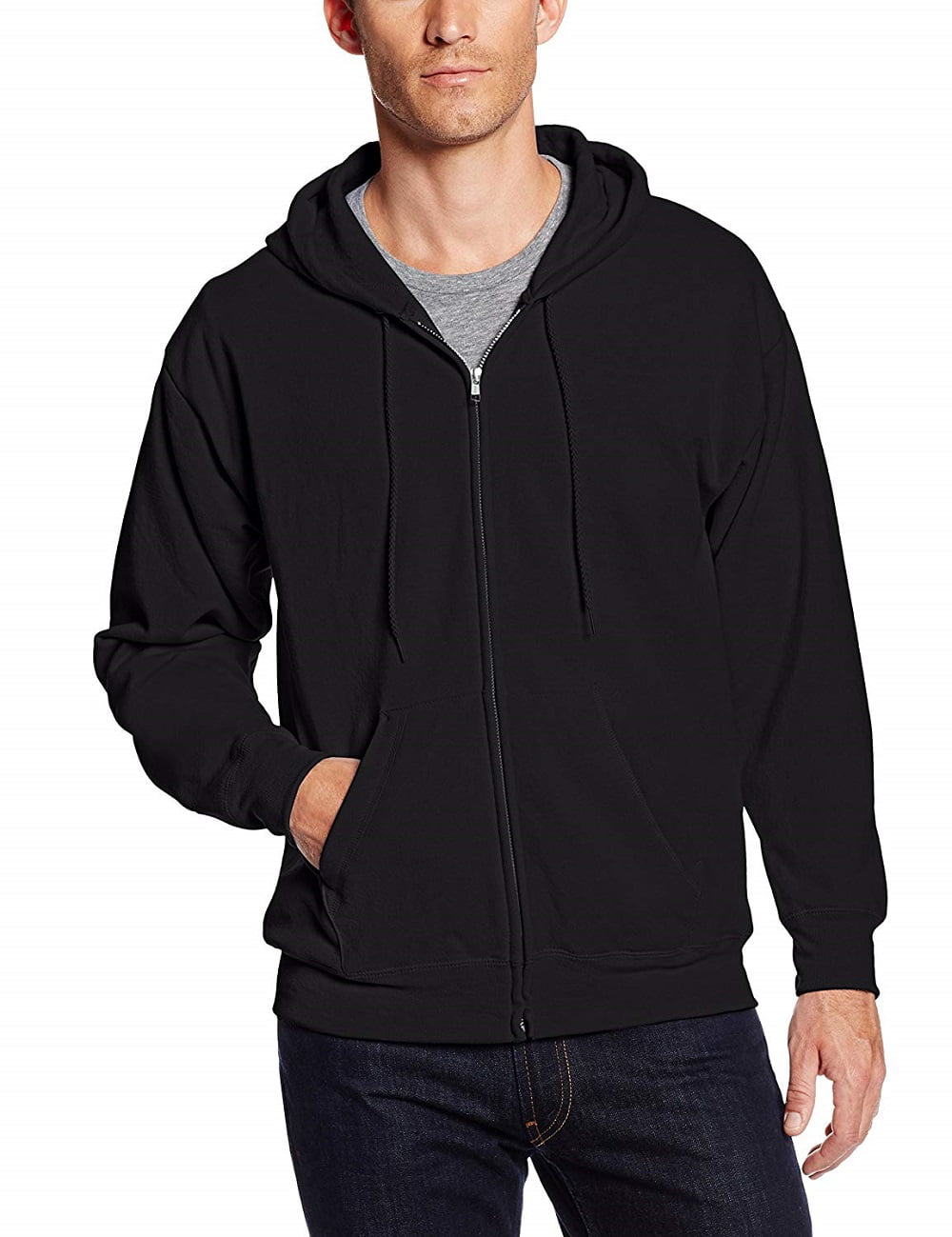 XL Mens Plain Zipper Hoodies American Zip Up Fleece Sweatshirts Jumper Top M