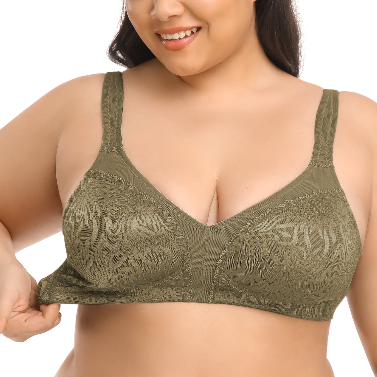  Womens Plus Size Bras Minimizer Underwire Full Coverage  Unlined Seamless Cup Oatmeal Heather 40F