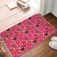 Bathroom Rugs Mat, German Shepherd Dog Flower Pink Washable Non Slip