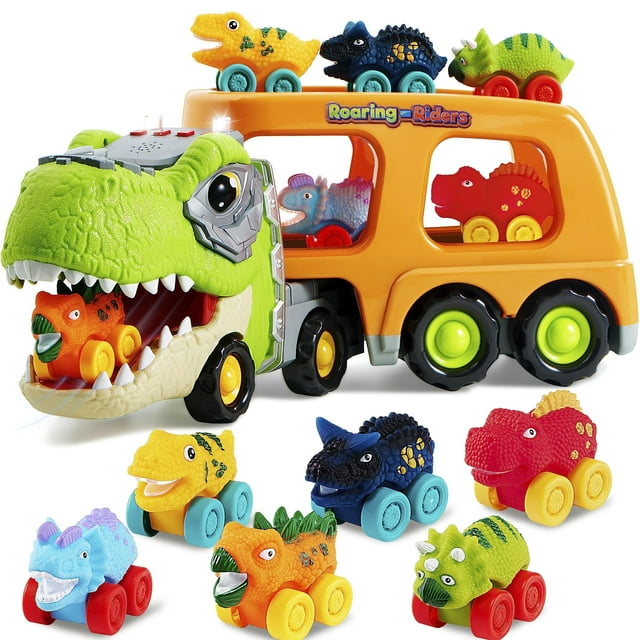 Juguete JOYIN con forma de dinosaurio para niños de 3 a 5 años con 6 coches