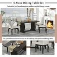 thumbnail image 3 of 5-Piece Farmhouse Dining Table Set, Wooden Rectangle Kitchen Table Set with 4 Upholstered Chairs, Family Kitchen Furniture, Espresso, 3 of 9