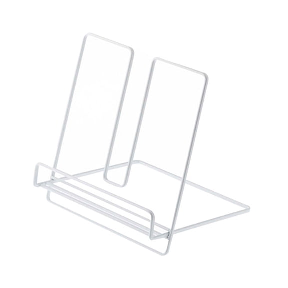 White Metal Cookbook Stand Kitchen Countertop Reading Holder For Tablets Bibles Magazines Plates Adjustable Angle Iron Display Rack White