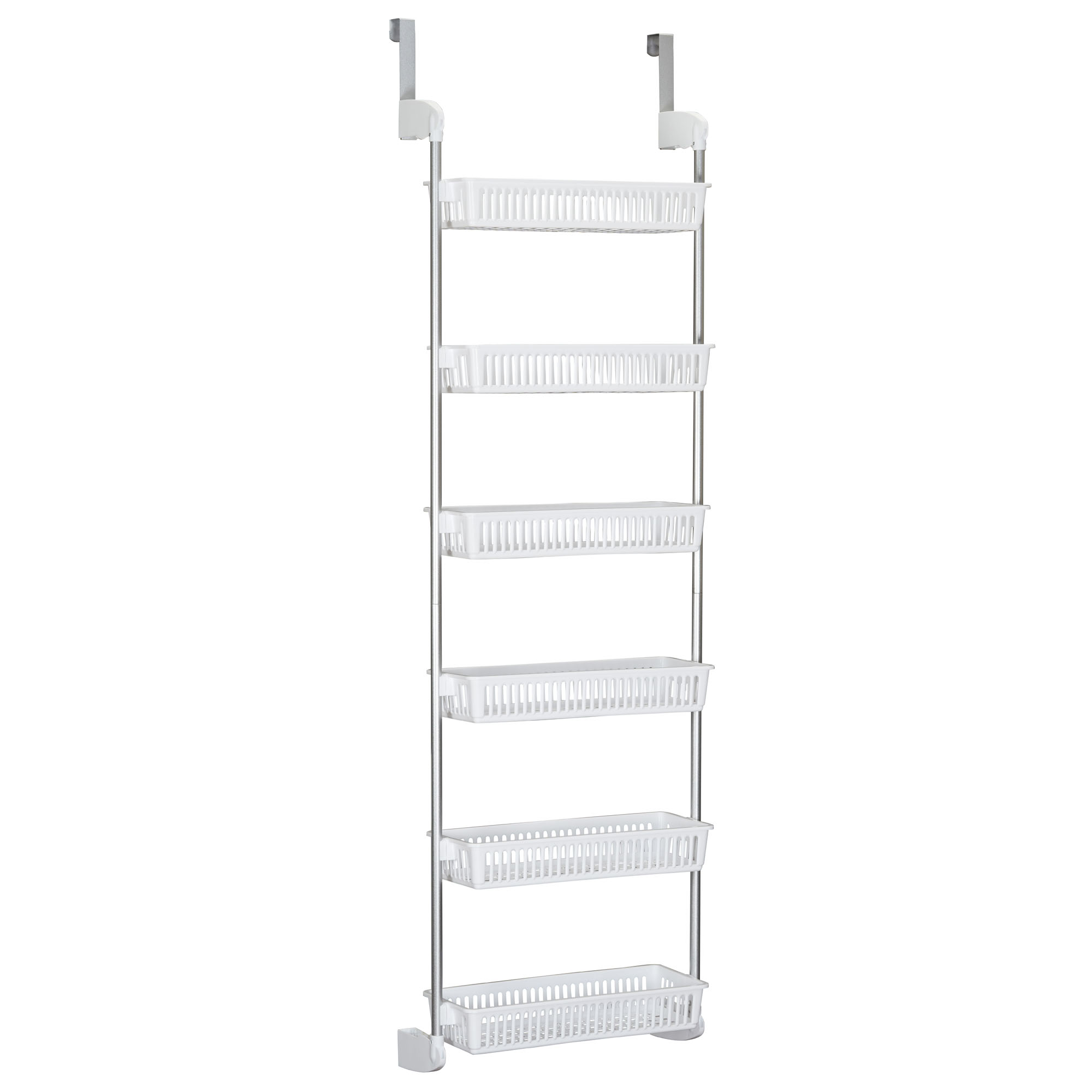 Household Essentials 6 Basket Over the Door Storage Rack, White