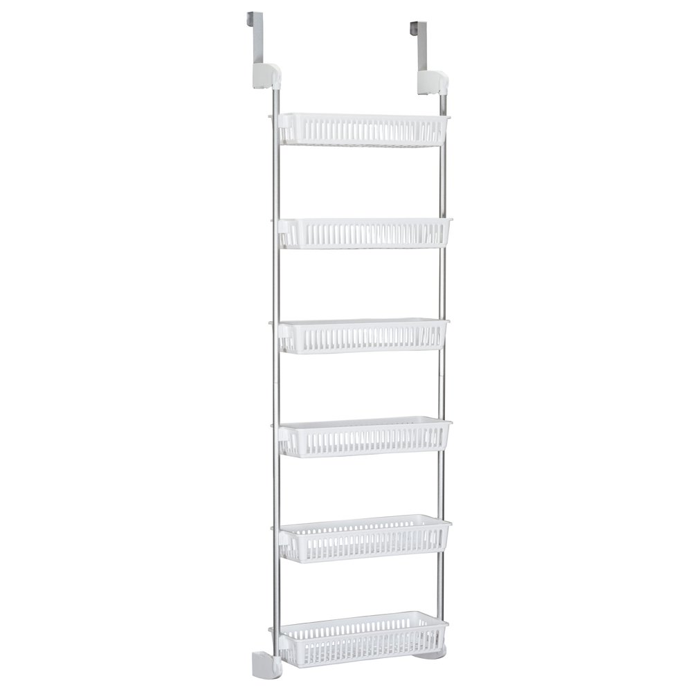 Household Essentials 6 Basket Over the Door Storage Rack, White