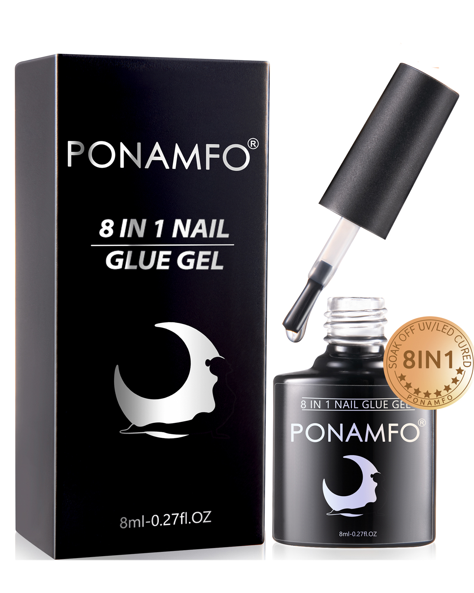 8 In 1 Nail Glue Gel For Clear Acrylic Nails Long Lasting Curing Needed