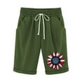 thumbnail image 2 of Sakmal Green Shorts for Women Bermuda Chino 4Th of July Knee Length 8" Mid Rise Shorts with Pockets, 2 of 5