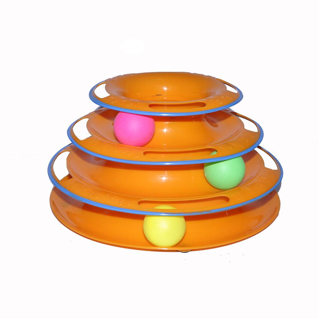 EHJRE Kitten Toy Track Ball 3 Level Turntable Funny Interactive Training Toys Amusement Exerciser Game Puzzle Toy for Indoor Cats Pet Supplies