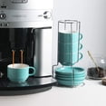 thumbnail image 2 of SWEEJAR Porcelain Cappuccino Cups with Saucers and Metal Stand,Espresso Cups for Specialty Coffee Drinks - Set of 4, 8 oz,Turquoise, 2 of 6