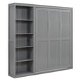 thumbnail image 5 of Murphy Bed Full, Wall Bed with 5 Tier Shelves, Wood Bed Frame with Storage, 600LBS Weight Capacity, Shelves Can Be Installed On Either Sides, Gray, 5 of 9