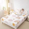 thumbnail image 4 of Homewish Bohemain Rainbow Twin Sheet Sets,Cute Coulds Sun Pattern Twin Fitted Sheet,Pink White Orange Flat Sheet For Girls Kids,Super Cozy Room Decor,3-Piece, 4 of 7