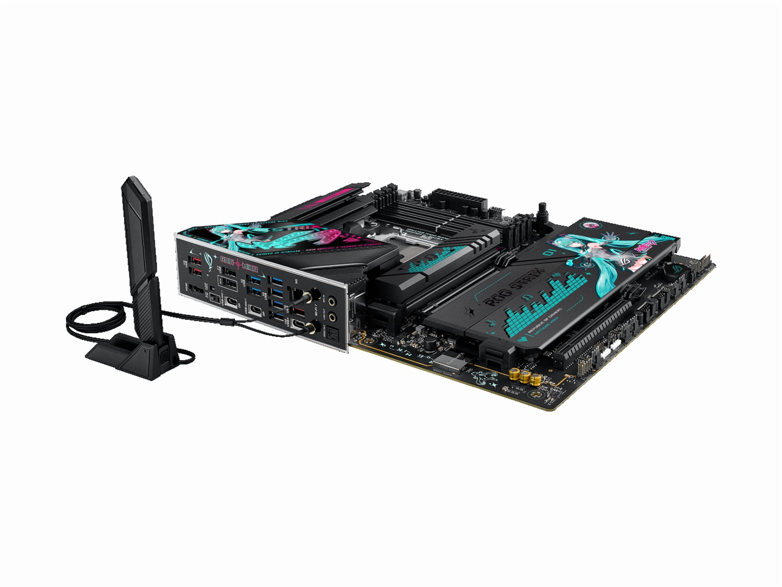 ASUS ROG STRIX X870E-H GAMING WIFI7 HATSUNE MIKU EDITION AMD X870E ATX motherboard, 16+2+1 power stages, Dynamic OC Switcher, Core Flex, DDR5, WiFi 7, 4x M.2, PCIe 5.0, dual USB4, USB 10Gbps Type-C