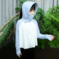 thumbnail image 4 of Kids Girls UPF 50+ Sun Protection Hoodie Lightweight Nylon Spandex Zip Up Cropped Hoodie with Thumbholes & Mesh Hood, Sky Blue,Size 2-3 T, 4 of 9